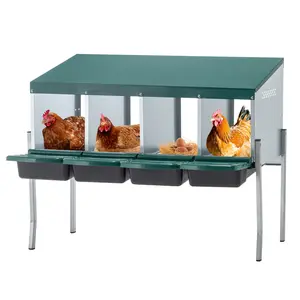 DOMISO Nesting Box with Plastic Basket and Legs, Galvanized Raised Chicken Nesting Boxes for Poultry,  Easy to Install, Durable Design, Easy to Wash