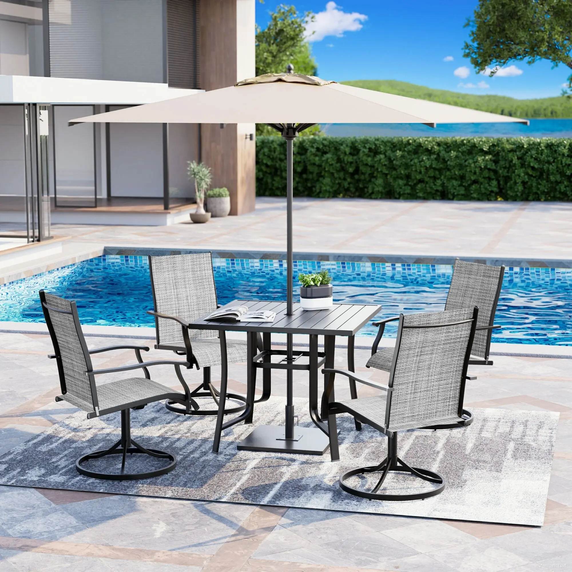 5.5 ft patio umbrella PURPLE LEAF 14x8ft Double-sided Rectangular Garden Table Umbrella with Base, Light Grey main image 1