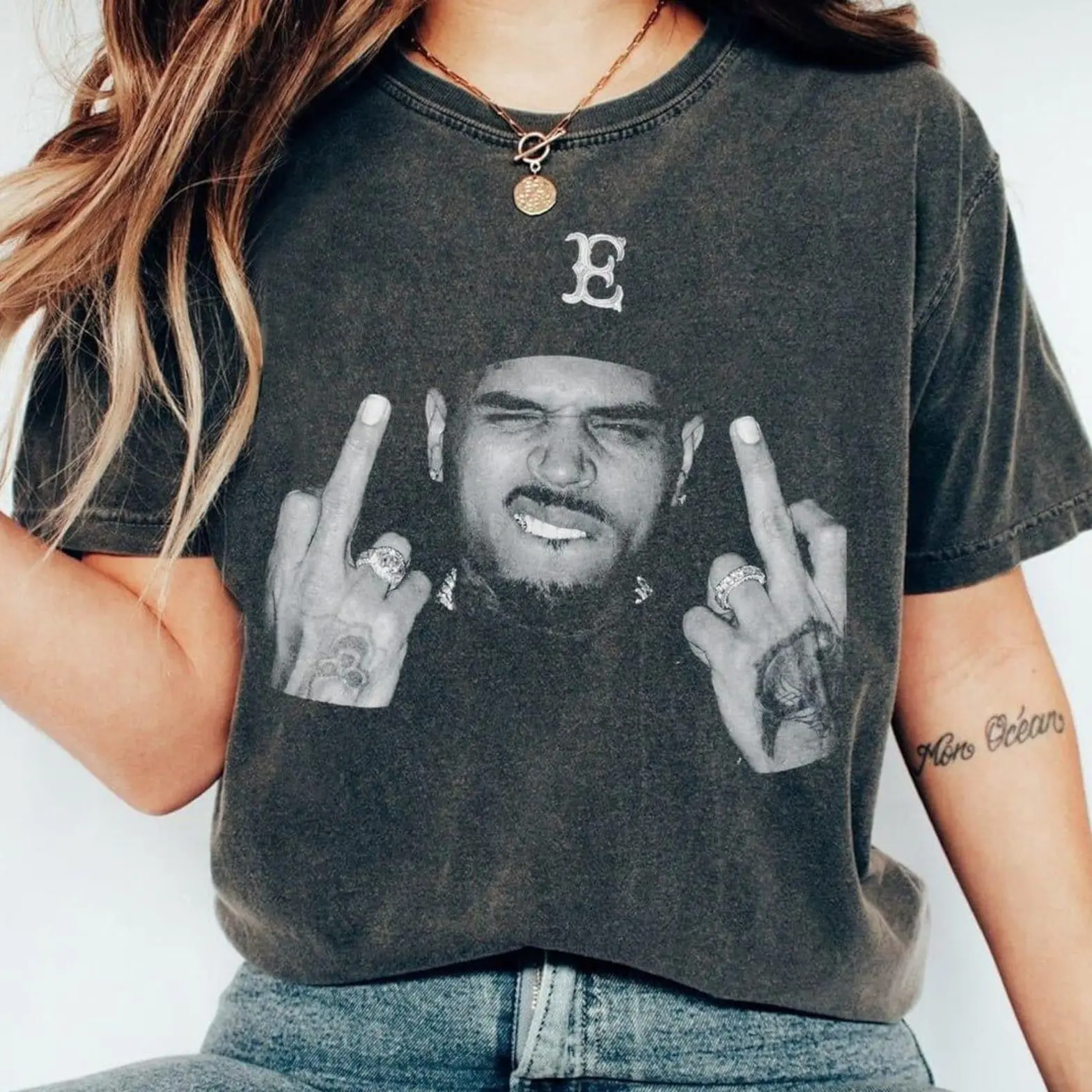 Brown Tee, Team Breezy Fan Apparel, Vintage R&B Singer Merchandise, Musician Top ITTN26080428