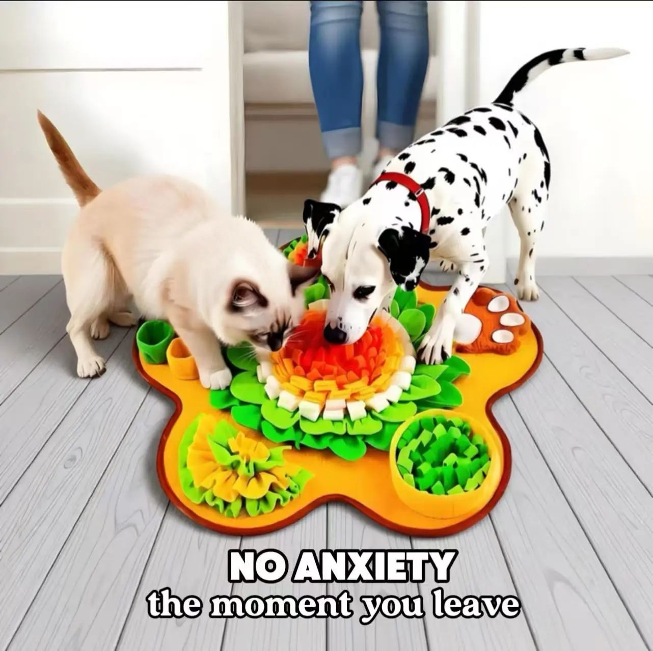 Dog Sunflower Snuffle Mat Food Feeder - Chew-Resistant Durable Safe Polyester Slow Feeder with Scent Pockets, Paw Print Design, Easy-Clean Indoor Storage, Mental Stimulation Nose Work Training Tool for Dogs, Prevents Bloat, Food Feeders