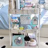 3-Layer Rustproof Carbon Steel Utility Organiser Cart - Heavy Duty, Lockable Wheels, Handle, 6 Side Hoops, 2/3 Shelf Switch, Dry Mesh Bottom, Multi-Compartment, Quick Access, Storage Organization, Room Storage, Utility Cart Solutions, for Kitchen,Bathroom
