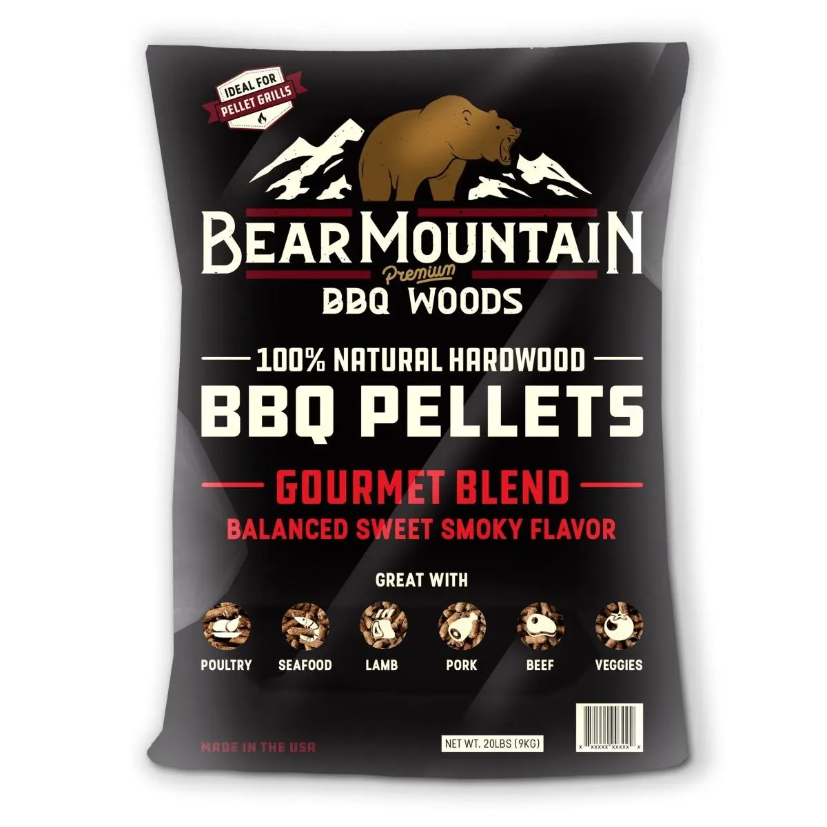 212 MAIN 20 lbs Hickory Wood BBQ Hardwood Pellets - Natural Blend for Outdoor Barbecue Grill, Low Moisture, Rich Smoky Flavor for All Meats, Home & Festive Party Use