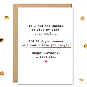 Greeting Card (With Envelope) I Love You Birthday Card, Wish I Found You Sooner Card, Romantic Birthday Card for Boyfriend Girlfriend Husband Wife, Cute Love Card, Anniversary Style Birthday Card, Sweet Couple Card, Relationship Gift Card