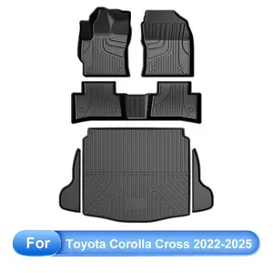 【summervibes 】AOMSAZTO Floor Mats & Cargo Liner Compatible with 2022 -2026 Toyota Corolla Cross (FWD), All Weather Car Accessories Floor Liner, 1st and 2nd Row Car Mat Black (Not for Corolla)