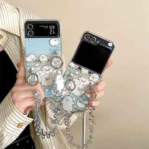 Blue Cute Ghost Chain for Samsung Galaxy Z Flip 7 6 5 4 Protective Back Cover for ZFlip5 ZFlip6 ZFlip7 Case Shell