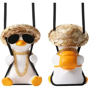 Cool Swinging Duck Car Hanging Ornament Cute Car Decor Rear View Mirror Accessories Interior for Women Men