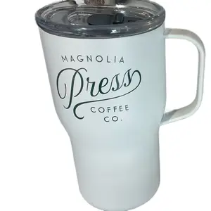 Magnolia Press Coffee Mug - Direct from the Silos in Waco - Chip and Jo Magnolia Press - Keeps Coffee Hot and On the Go - Stainless Steel Travel Tumbler Drinkware Washable Stylish Reusable Cup Reuse