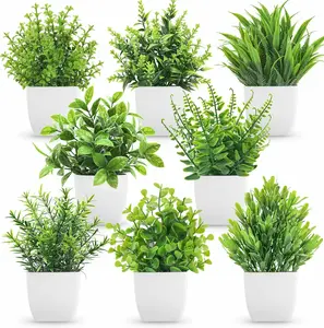Der Rose 8 Pack Faux Plants Small Artificial Faux Potted Plants for Home Office Farmhouse Bathroom Bedroom Decor Indoor artificial  plants