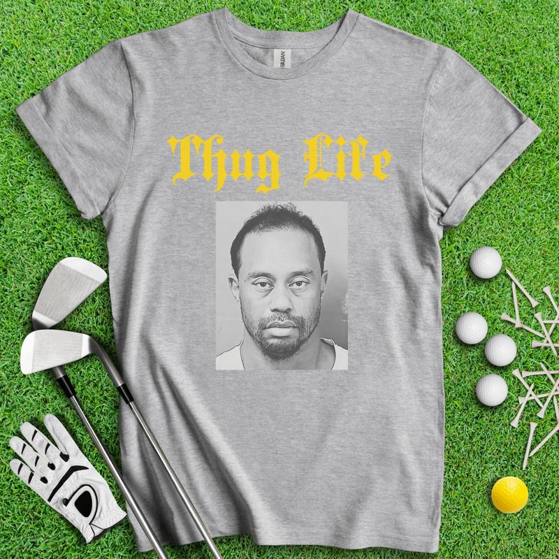 Thug Life - Tiger Woods Mugshot T-shirt, Find Your Unique Style, Dynamic Prints, Men And Women, Classic Cotton, Menswear Top, Unisex