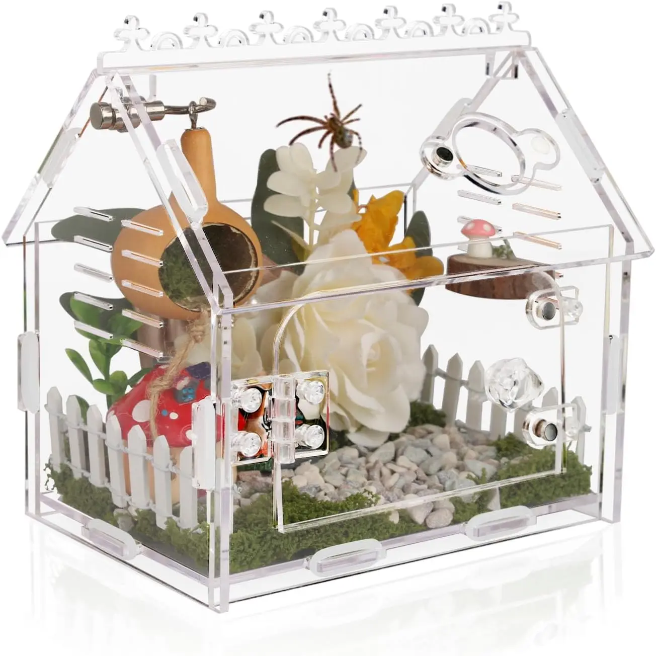 Spider Enclosure - ."x."x." Magnetic Acrylic Terrarium Kit for Tarantula, Mantis and Reptiles, Escape-Proof Habitat with Secure Latches & Ventilation, Clear Invertebrate Breeding Cage
