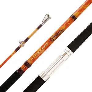 Catfish Pro Orange Dragon Fire 7'6" Glow Casting Rod, Heavy-Duty S-Glass Graphite Fishing Rod with Non-Slip EVA Grip for Catfish & Big Freshwater Fish