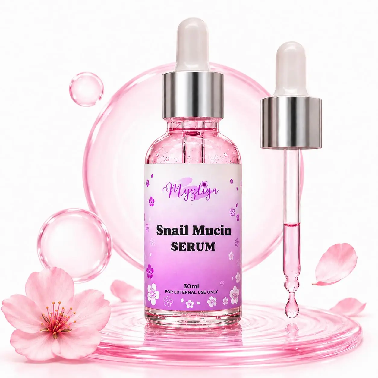 Myztiza Snail Mucin Serum – Hydrating Facial Serum with Snail Secretion Filtrate, Hyaluronic Acid, Aloe & Botanical Extracts – Lightweight Moisture for All Skin Types