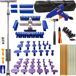 Dent Puller & Paintless Dent Remover Kit,Slide Hammer T-Bar,Pulling Tabs and Linear Glue Tabs for Small Dings and Long Dent Repair Removal