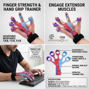 Grip Strength Trainer - Double-Sided Finger Exerciser and Hand Strengthener