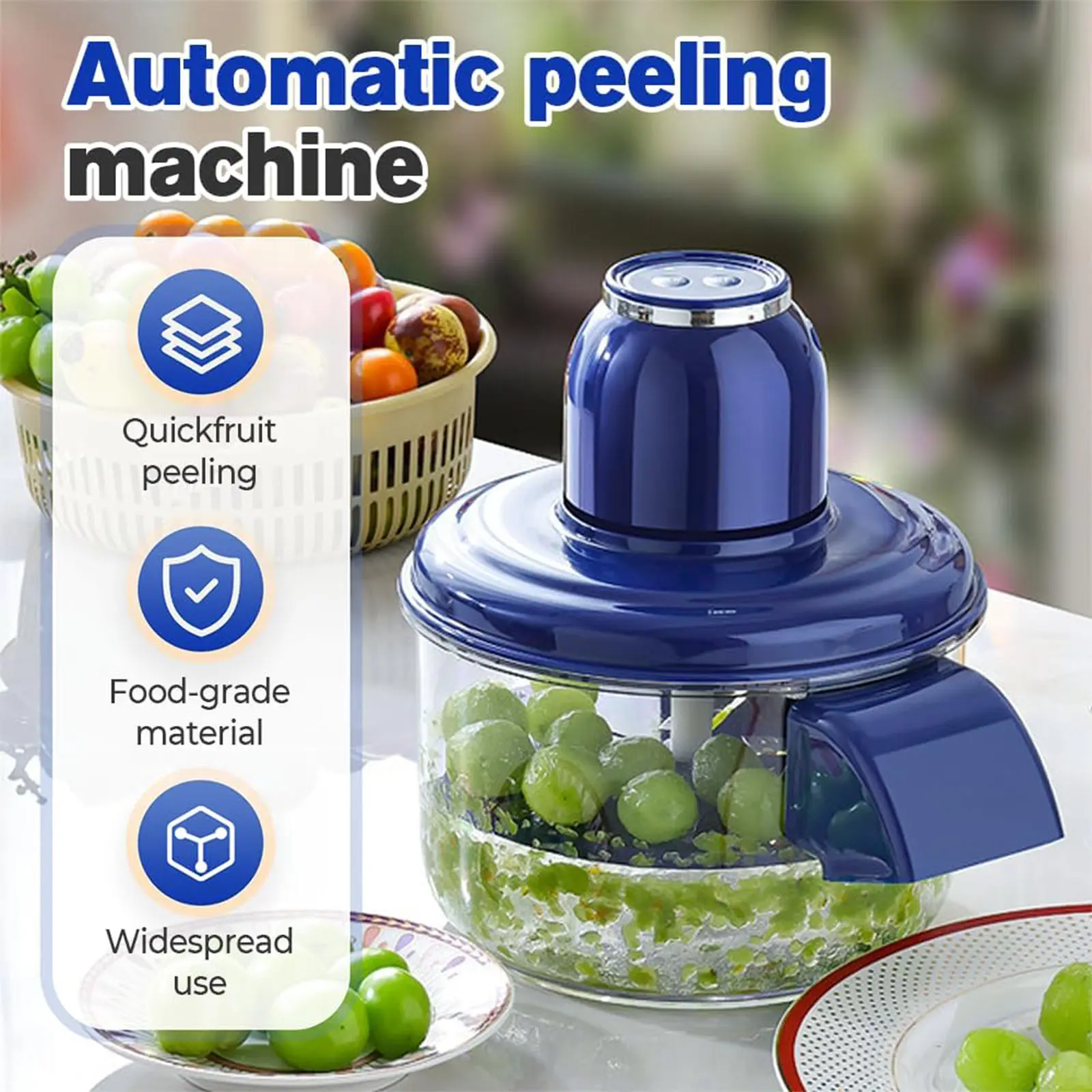 Automatic Grape Peeling Machine, Electric Peeler Skin Remover for Small Fruits,Wireless Operation, Easy to Clean for Home Kitchen, Grape Garlic Cherry Tomato Peeler