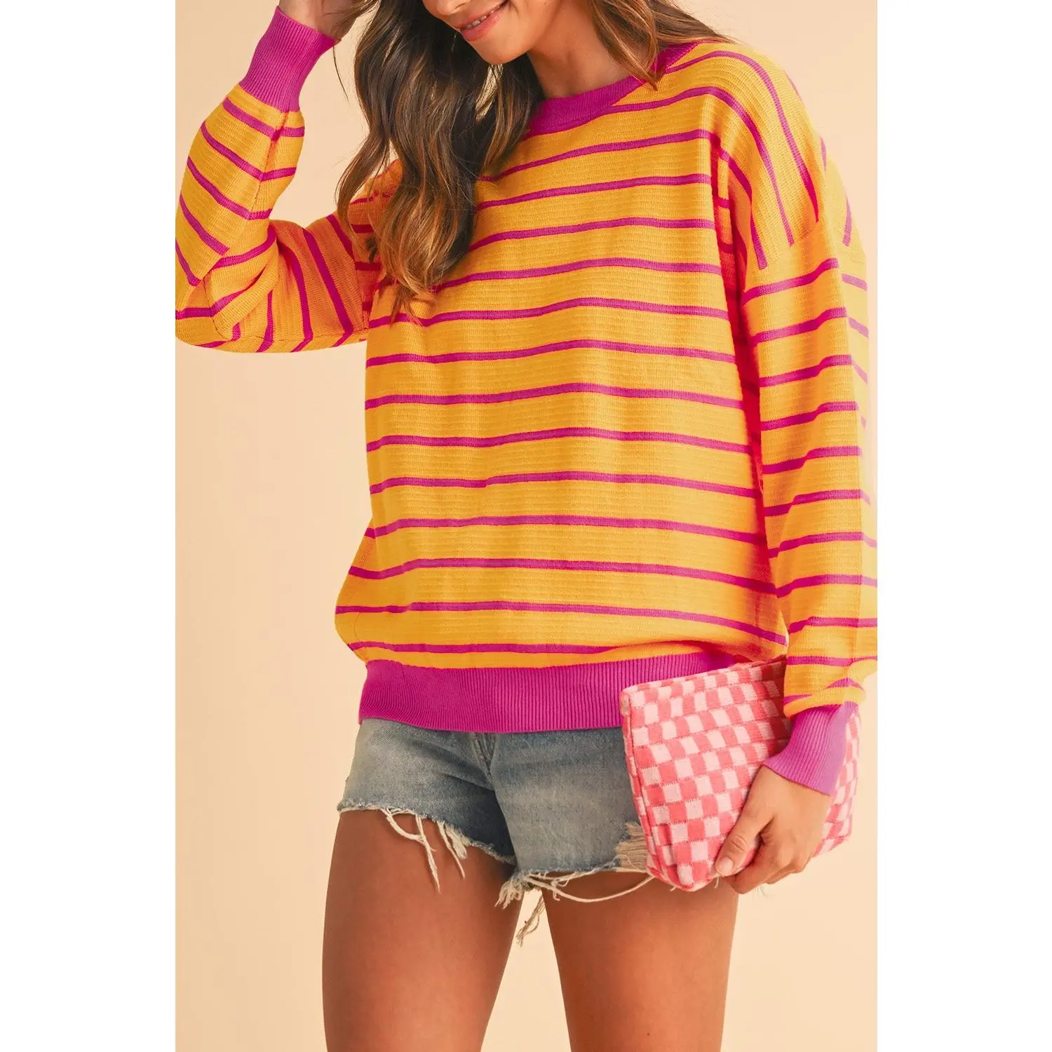 Orange and Pink Striped Sweater