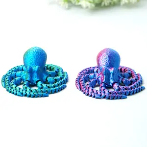 2pcs 3D printed octopus model toys, flexible joint animal doll statues, home and office desk decorations, holiday surprise gifts Ornaments
