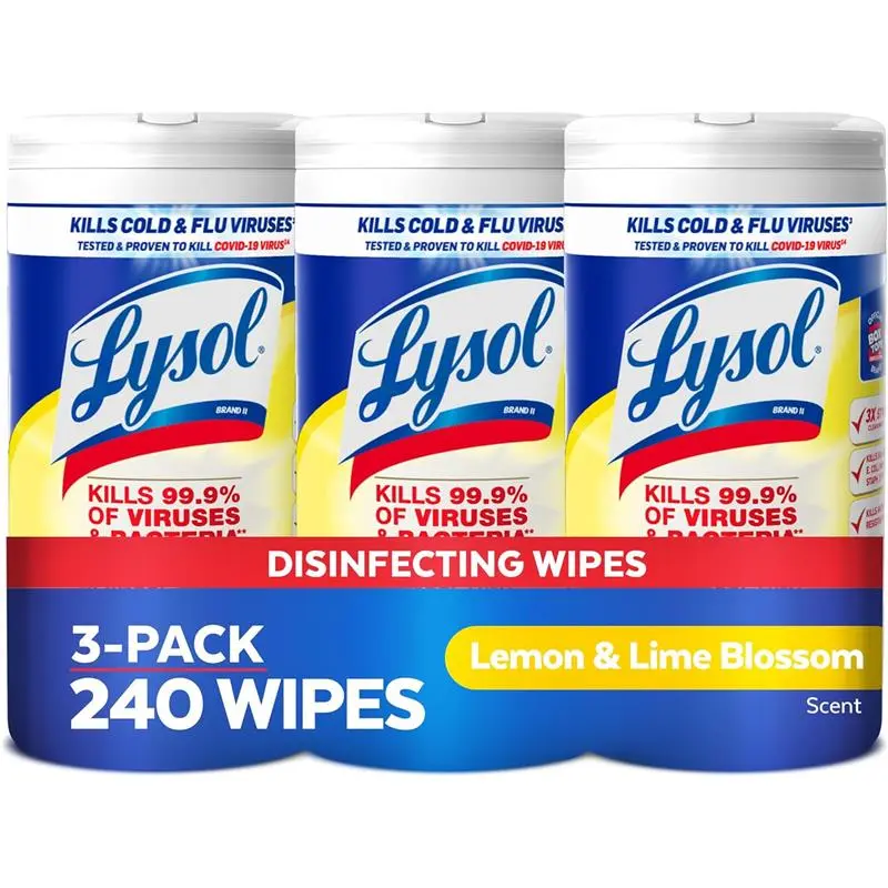3 Pack Disinfectant 240 Wipes Multi-Surface Antibacterial Cleaning Wipes For Disinfecting and Cleaning