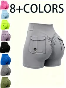 Women's High Waist Sporty Shorts, Breathable Yoga Pants with Pockets, Comfortable Fitness Wear, Ideal for Gym and Daily Use