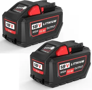 【Max Output】15.0Ah Replacement for Milwaukee M18 18V System - Powers All M18 Tools & Chargers
