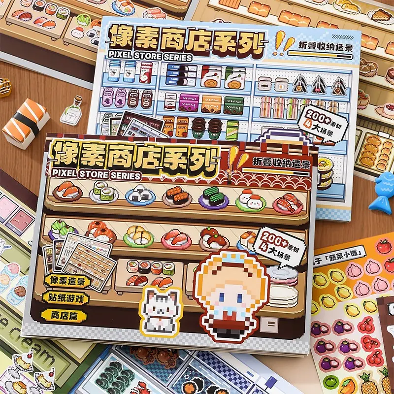 Pixel Store Series Decorative Storage Stickers, Creative Home Decor for Organizing and Customizing Spaces, Easy to Apply and Remove, Pixel Art Theme, Removable Stickers