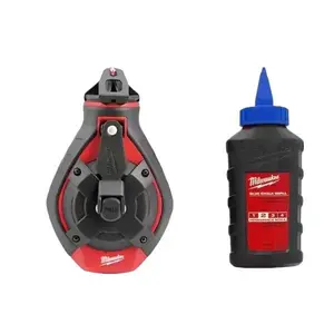 100 ft Bold Line Chalk Reel Kit with Blue Chalk Refill for Precision Marking