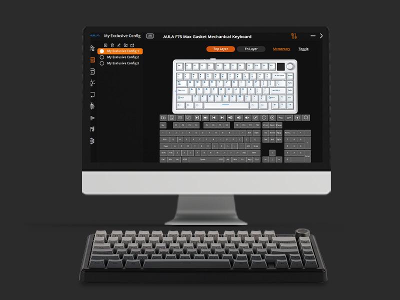 New Aula F75 MAX Wireless 75% Mechanical Keyboard with TFT Screen and Volume Knob, Hot Swappable, RGB Backlit, Gasket Design for PC, Mac, Linux