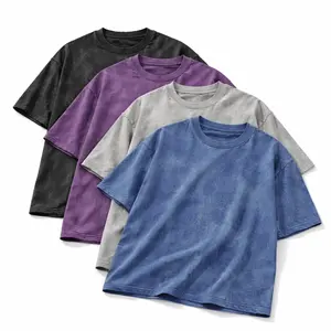 Acid Wash Unisex Oversized T-Shirt Crew Neck Half Short Sleeve Summer Top Casual Loose Fit Solid Streetwear Comfortable Tees Basic Womenswear Shortsleeve Tshirt