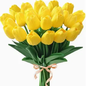 10pcs Realistic Tulip Home Decor Gradual Color Fake Flowers, Elegant Artificial Flower Arrangement for Living Room Atmosphere, Plastic Flowers, Decorative Fake Flowers