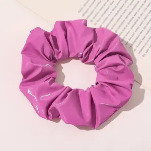 Barbie Pink PU Scrunchie - High-Quality Faux Leather Hair Accessory for Any Hair Type & Style