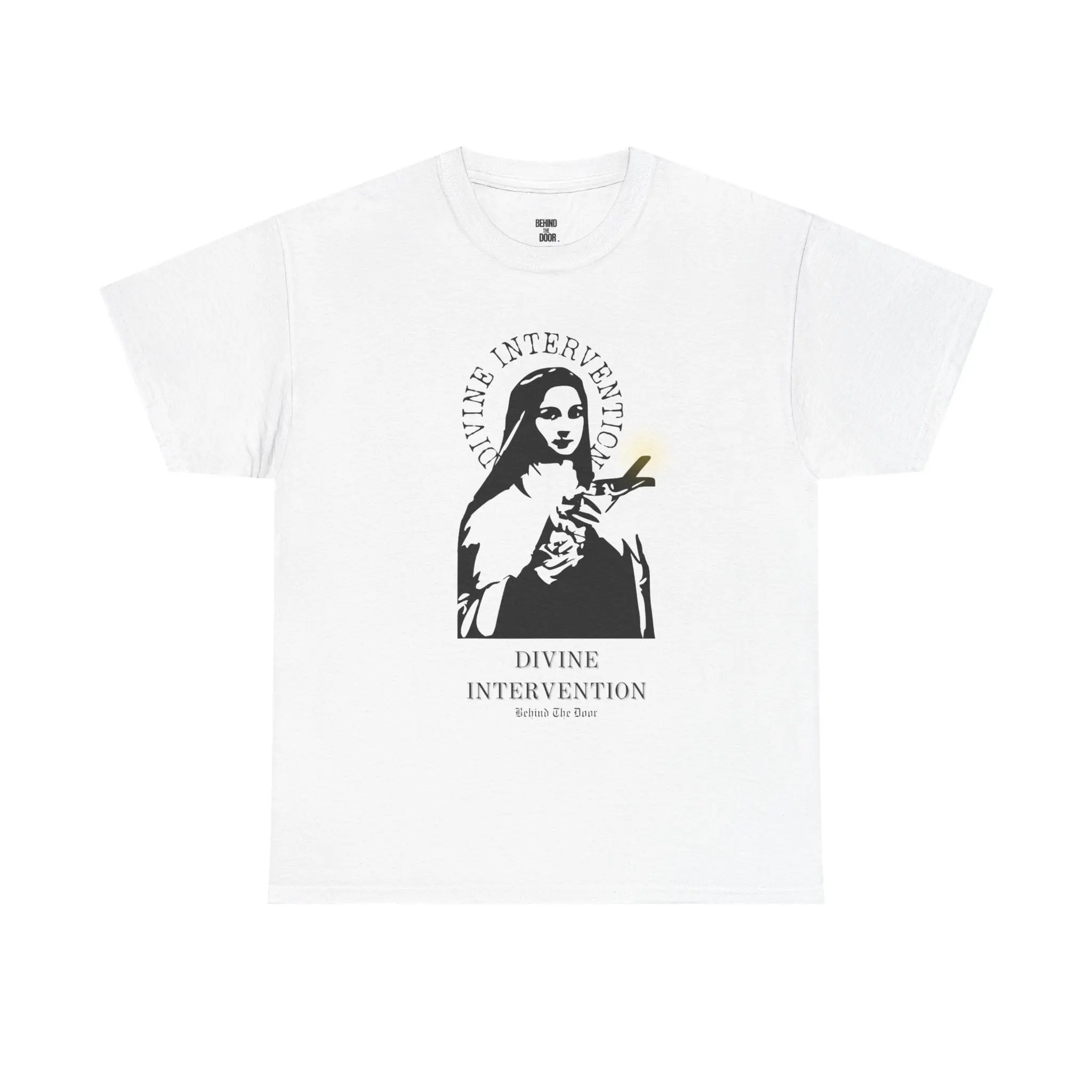 Divine Intervention Graphic Tee | Unisex Heavy Cotton T-Shirt, Spiritual Apparel, Gift for Believers, Casual Wear, Everyday Style, Bold Religious Art Shirt  Vintage Gothic Streetwear Aesthetic T-Shirt for Men & Women