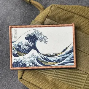 Sea Wave Print Patch on Clothes Tactical Morale Badge Armband Hook Loop Military Patches Backpack Accessories Stickers