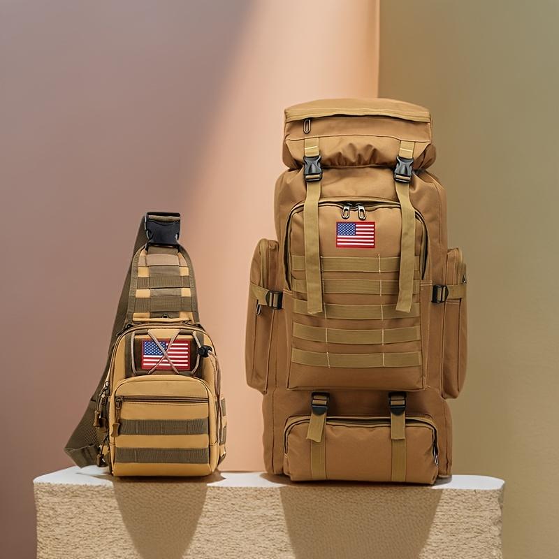 Set of 2pcs 80L Backpacks Suitable for Hiking, Camping, And Mountaineering. Tactical Design for a 3-Day Assault Pack, Includes a Chest Pack. Ideal for Outdoor Activities Like Travel, Work, Hunting, Hiking, And Sports, Perfect for Men