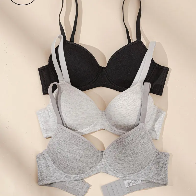 Women's Solid Supportive Underwire Bra, Casual Comfy Breathable Push Up Bra for Daily Wear, Lingerie for All Seasons