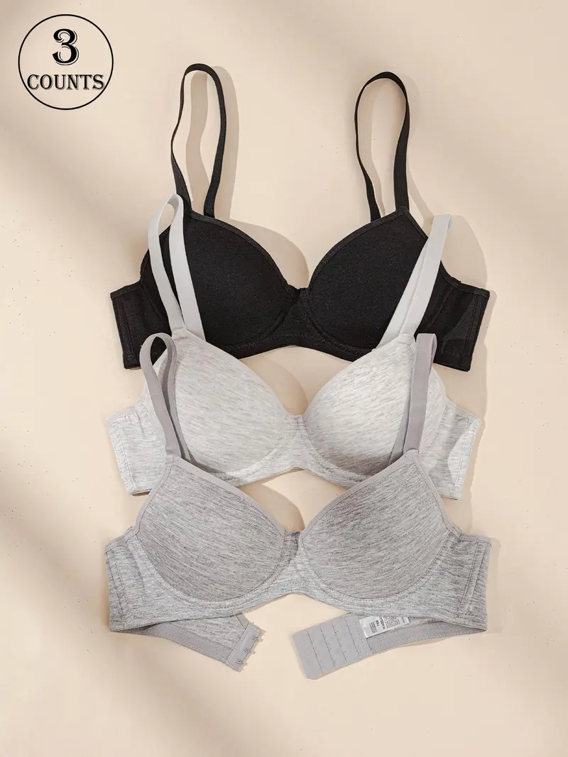 Women's Solid Underwire Bra, Casual Comfy Breathable Push Up Bra for Daily Wear, Lingerie for All Seasons, Underwire Underwear