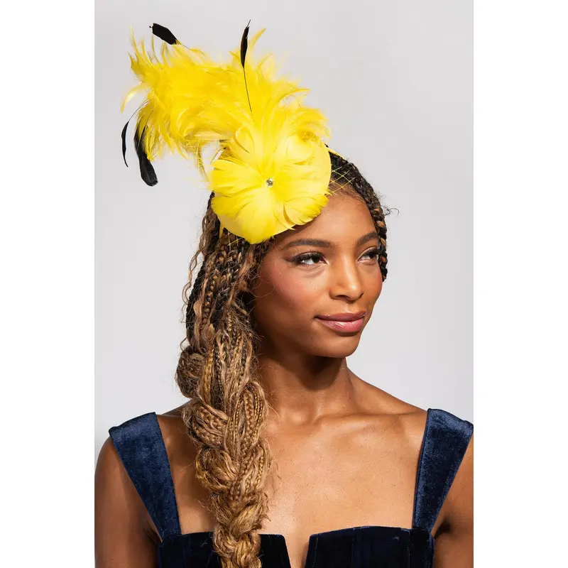 Yellow Polka Dot Headband Fascinator Hair Accessory Wedding Hair Accessory Yellow Fascinator Hat for Women Kentucky Derby Hat for  main image 2