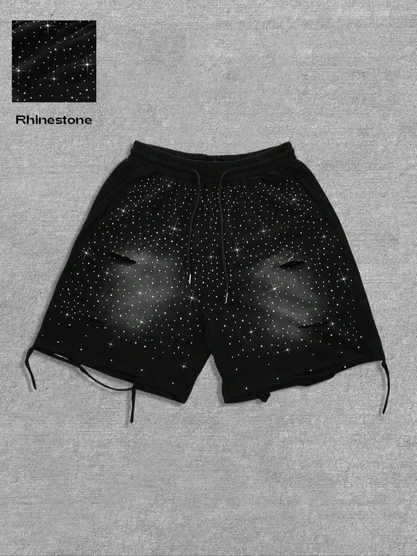 Men's All over Print Rhinestone Decorated Floral Casual Shorts, Fitted Style for All Seasons, Moderate Fabric Thickness