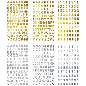 586 count 6 Sheets Glitter Self Adhesive Glitter Alphabet Stickers Letter Stickers and Number Stickers for Bulletin Board Letters, Classroom Decor, Grad Cap Decoration ( and )