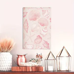1 Piece Pink Shell and Starfish Canvas Wall Art - Framed Minimalist Ocean Theme Decoration, Suitable for Bedroom, Living Room or Home Office, Featuring a Complex Shell Design for a Warm Coastal Aesthetic, Decoration Items