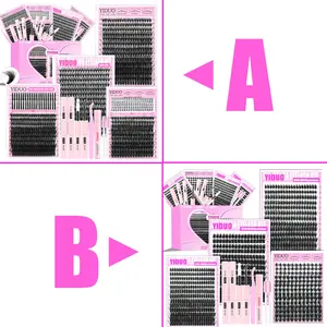 Lash Clusters Lashes Kit 40D/60D/80D/100D/Spiky/Bottom Lashes Clusters Kit 1-20mm Cluster Eyelash Extension Kit D-Curl With Lash Bond and Seal*2, Eyelash Glue, Lash Remover, Lash Tweezers, Eyelash Brush DIY at Home Easily Eyelash Extensions Kit