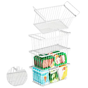 ANJUBAN Enhanced Leak-Proof Bottom - Freezer Organizer Bins ，4/6/8 Pack Stackable Deep Freezer Organizer Bins for 7 Cu.FT Small Chest Freezer，organization and storage，pantry organizers