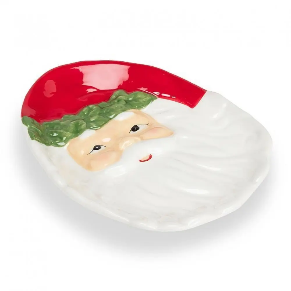 MDR Trading Inc. AB-27-NICK-200 Compact Ceramic Jolly Santa Face Small Plate, Christmas Aesthetic Holiday Theme Kitchen Tableware