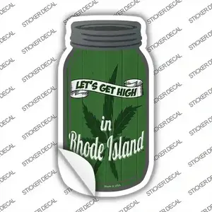 Get High Rhode Island Green Novelty Mason Jar Sticker Decal