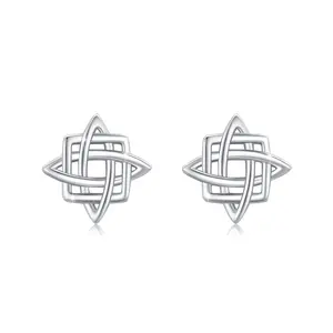 Celtic Earrings 925 Sterling Silver Square Knot Earrings Celtic Knot Stud Earrings Hypoallergenic Earrings Vintage Good Luck Irish Earrings Celtic Jewelry for Women