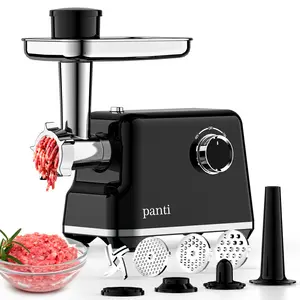 PANTI 300W Electric Meat Grinder & Sausage Stuffer, Meat Processor with 3 Grinding Plates/1 Blade/Kubbe Kit & Sausage Tube, Ideal for Home Use