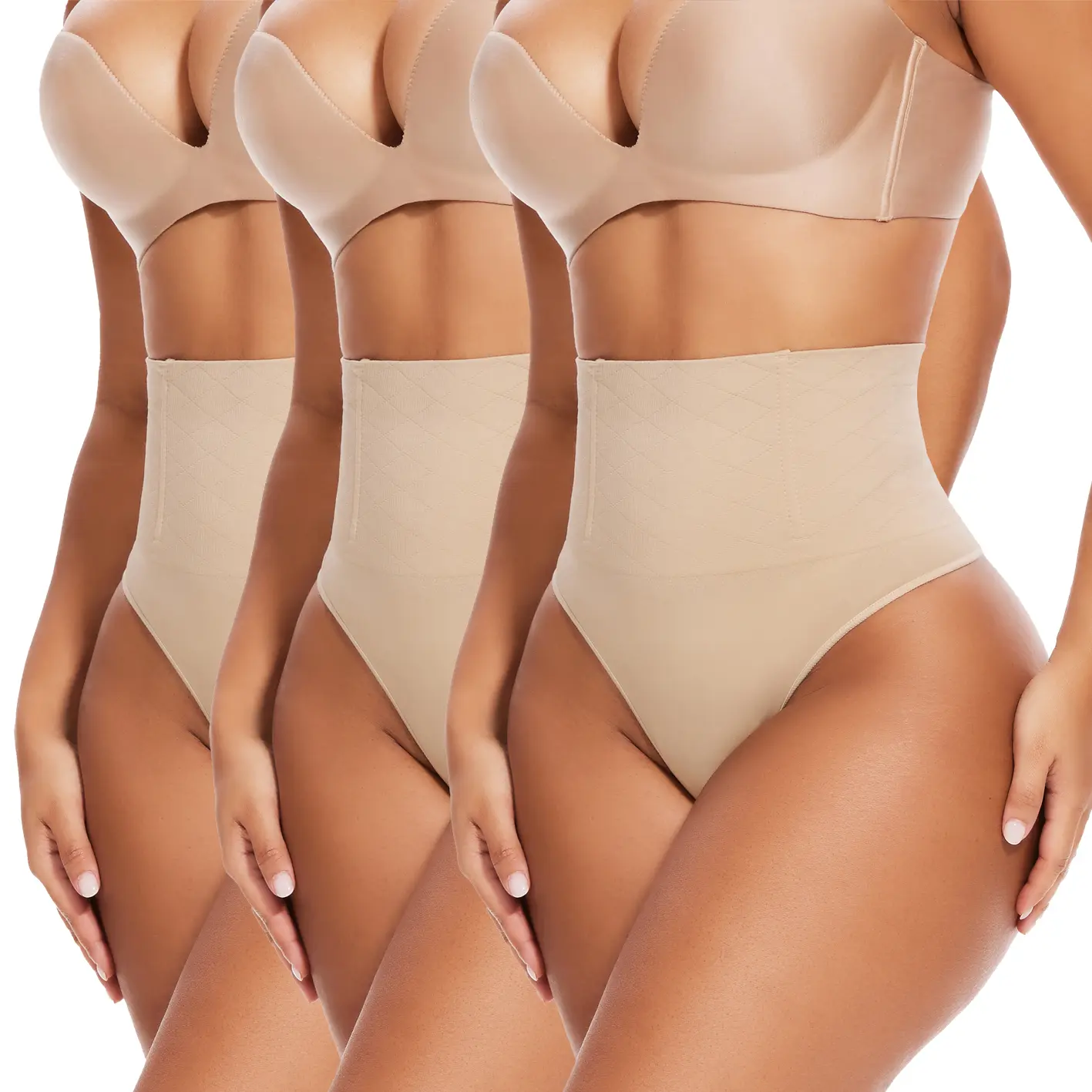Women's High Waisted Shaping Briefs - Boned Seamless Thong Shapewear, Lady Basic Style Body Shaper Underwear, 1/2/3 Pack Comfort Spandex Bottoms for 2XL/3XL, Black, Hang Dry, Highwaist Girdle Fit, Panties