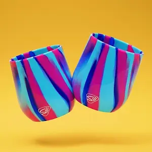 Silipint Silicone 12 oz Wine Glass Pack of 2 - Unbreakable Stemless Design for Indoor & Outdoor Use - Perfect for Holiday Gifts - Lightweight, BPA Free, Freezer, Oven & Dishwasher Safe