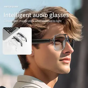Smart Glasses Bluetooth Audio Sunglasses for Men Women with Dual Stereo Speakers, Open Ear Music &HD Calling, Touch &Voice Assistant, UV Protection-Black