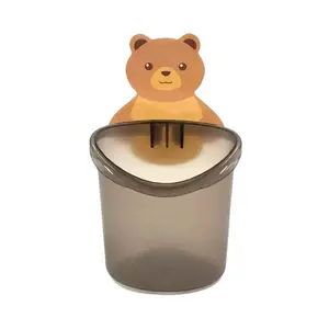1pcs Bear Toothbrush Cup, Portable Bathroom Organizer, No Drilling, Sticky Hook, Plastic Bear Holder, for Toothbrush, Toothpaste, Cosmetics