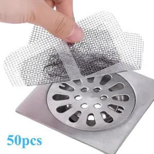 Disposable Shower Drain Cover Set, 50-Piece Hair Catcher Mesh Sewer Filter (Bulk Pack)